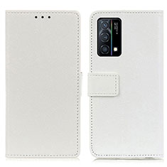 Leather Case Stands Flip Cover Holder M08L for Oppo K9 5G White