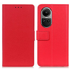 Leather Case Stands Flip Cover Holder M08L for Oppo Reno10 5G Red