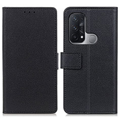 Leather Case Stands Flip Cover Holder M08L for Oppo Reno5 A Black