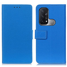 Leather Case Stands Flip Cover Holder M08L for Oppo Reno5 A Blue