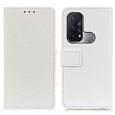 Leather Case Stands Flip Cover Holder M08L for Oppo Reno5 A White