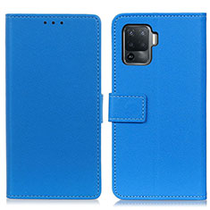 Leather Case Stands Flip Cover Holder M08L for Oppo Reno5 Lite Blue