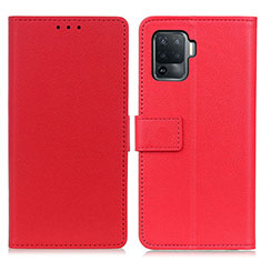 Leather Case Stands Flip Cover Holder M08L for Oppo Reno5 Lite Red