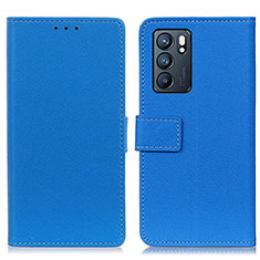 Leather Case Stands Flip Cover Holder M08L for Oppo Reno6 5G Blue