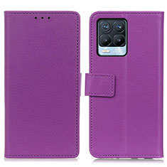 Leather Case Stands Flip Cover Holder M08L for Realme 8 4G Purple