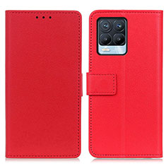 Leather Case Stands Flip Cover Holder M08L for Realme 8 4G Red