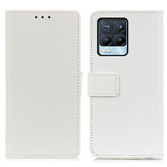 Leather Case Stands Flip Cover Holder M08L for Realme 8 Pro White