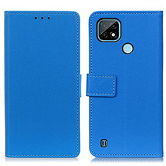 Leather Case Stands Flip Cover Holder M08L for Realme C21 Blue