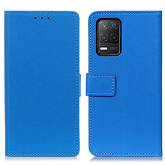 Leather Case Stands Flip Cover Holder M08L for Realme Q3 5G Blue