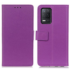 Leather Case Stands Flip Cover Holder M08L for Realme V13 5G Purple