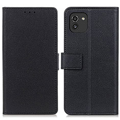 Leather Case Stands Flip Cover Holder M08L for Samsung Galaxy A03 Black