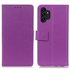 Leather Case Stands Flip Cover Holder M08L for Samsung Galaxy A13 4G Purple