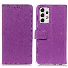 Leather Case Stands Flip Cover Holder M08L for Samsung Galaxy A23 4G Purple