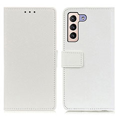 Leather Case Stands Flip Cover Holder M08L for Samsung Galaxy S22 5G White