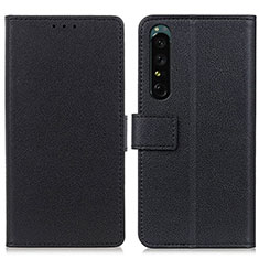 Leather Case Stands Flip Cover Holder M08L for Sony Xperia 1 IV Black