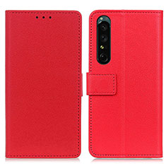 Leather Case Stands Flip Cover Holder M08L for Sony Xperia 1 IV Red