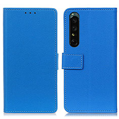 Leather Case Stands Flip Cover Holder M08L for Sony Xperia 1 IV SO-51C Blue