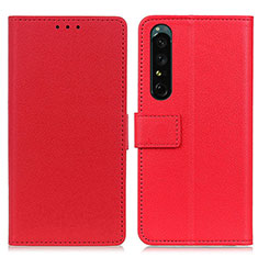 Leather Case Stands Flip Cover Holder M08L for Sony Xperia 1 IV SO-51C Red
