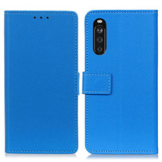 Leather Case Stands Flip Cover Holder M08L for Sony Xperia 10 III Lite Blue