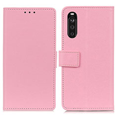 Leather Case Stands Flip Cover Holder M08L for Sony Xperia 10 III SO-52B Pink