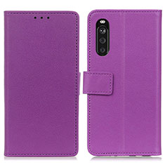 Leather Case Stands Flip Cover Holder M08L for Sony Xperia 10 III SOG04 Purple