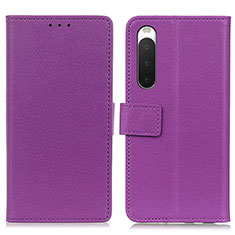 Leather Case Stands Flip Cover Holder M08L for Sony Xperia 10 IV SO-52C Purple