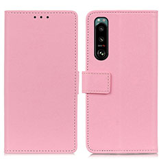 Leather Case Stands Flip Cover Holder M08L for Sony Xperia 5 III SO-53B Pink
