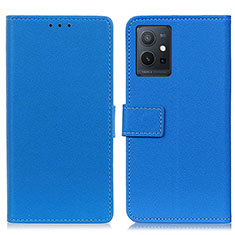 Leather Case Stands Flip Cover Holder M08L for Vivo iQOO Z6 5G Blue