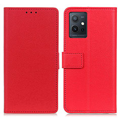 Leather Case Stands Flip Cover Holder M08L for Vivo T1 5G India Red