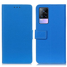 Leather Case Stands Flip Cover Holder M08L for Vivo V21e 4G Blue