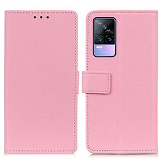 Leather Case Stands Flip Cover Holder M08L for Vivo V21e 4G Pink