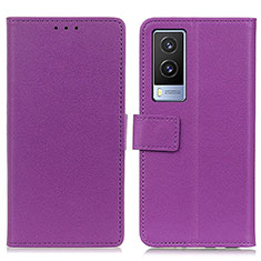 Leather Case Stands Flip Cover Holder M08L for Vivo V21e 5G Purple