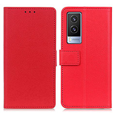 Leather Case Stands Flip Cover Holder M08L for Vivo V21e 5G Red