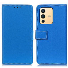 Leather Case Stands Flip Cover Holder M08L for Vivo V23 5G Blue