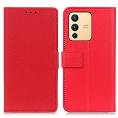 Leather Case Stands Flip Cover Holder M08L for Vivo V23 5G Red