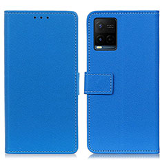 Leather Case Stands Flip Cover Holder M08L for Vivo Y21 Blue