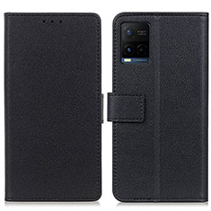 Leather Case Stands Flip Cover Holder M08L for Vivo Y21G Black