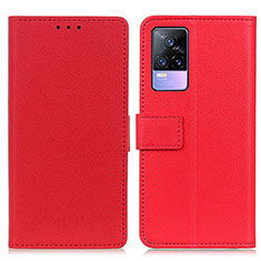 Leather Case Stands Flip Cover Holder M08L for Vivo Y73 (2021) Red