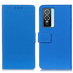 Leather Case Stands Flip Cover Holder M08L for Vivo Y76s 5G Blue