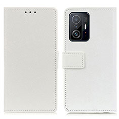 Leather Case Stands Flip Cover Holder M08L for Xiaomi Mi 11T 5G White