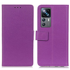 Leather Case Stands Flip Cover Holder M08L for Xiaomi Mi 12T 5G Purple