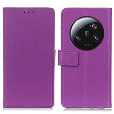 Leather Case Stands Flip Cover Holder M08L for Xiaomi Mi 13 Ultra 5G Purple