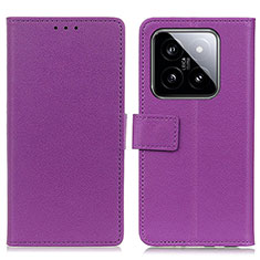 Leather Case Stands Flip Cover Holder M08L for Xiaomi Mi 14 5G Purple