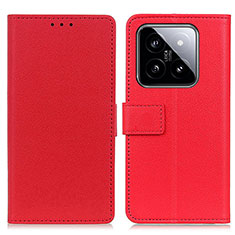 Leather Case Stands Flip Cover Holder M08L for Xiaomi Mi 14 Pro 5G Red