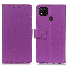 Leather Case Stands Flip Cover Holder M08L for Xiaomi POCO C3 Purple