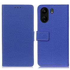 Leather Case Stands Flip Cover Holder M08L for Xiaomi Poco C65 Blue