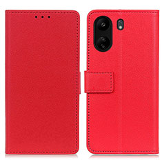 Leather Case Stands Flip Cover Holder M08L for Xiaomi Poco C65 Red