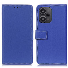 Leather Case Stands Flip Cover Holder M08L for Xiaomi Poco F5 5G Blue