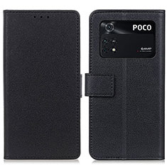 Leather Case Stands Flip Cover Holder M08L for Xiaomi Poco M4 Pro 4G Black