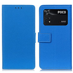 Leather Case Stands Flip Cover Holder M08L for Xiaomi Poco M4 Pro 4G Blue